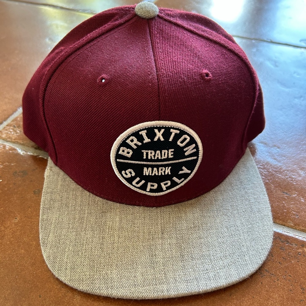 Burgundy/Grey Brixton Snapback